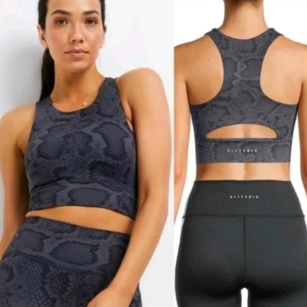 AllFenix snake print longline sports bra blue black racerback size M